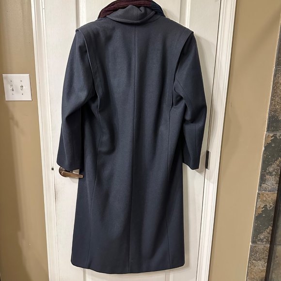 Stephanie Matthews | VTG Blue Wool Long Floor Length Double Breasted Pea Coat 12 - Picture 6 of 12